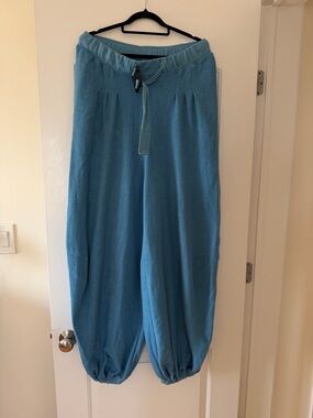 Free People Blue Drawstring Balloon Jogger Pants